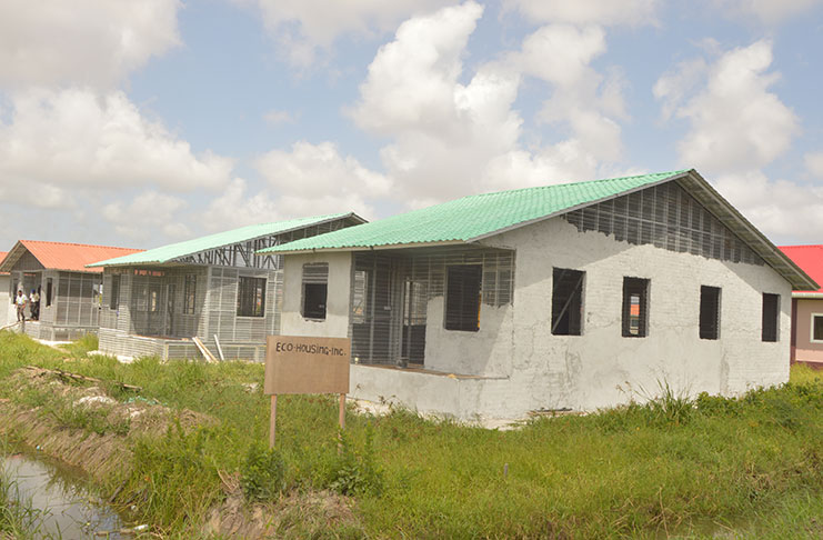 The houses under construction at the Perseverance Housing Scheme (Adrian Narine photo)
