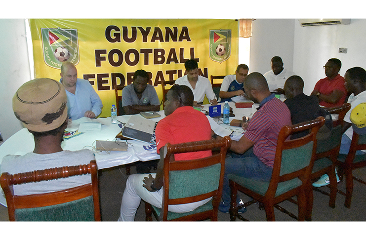 Technical Director Ian Greenwood leads meeting with national team coaches to select Guyana-based squad.