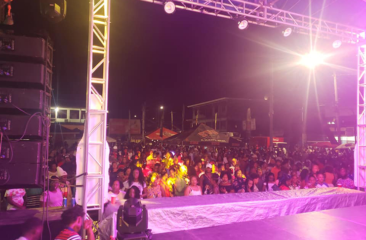 The crowd at the launch of the Carnival costume in the mining town of Linden