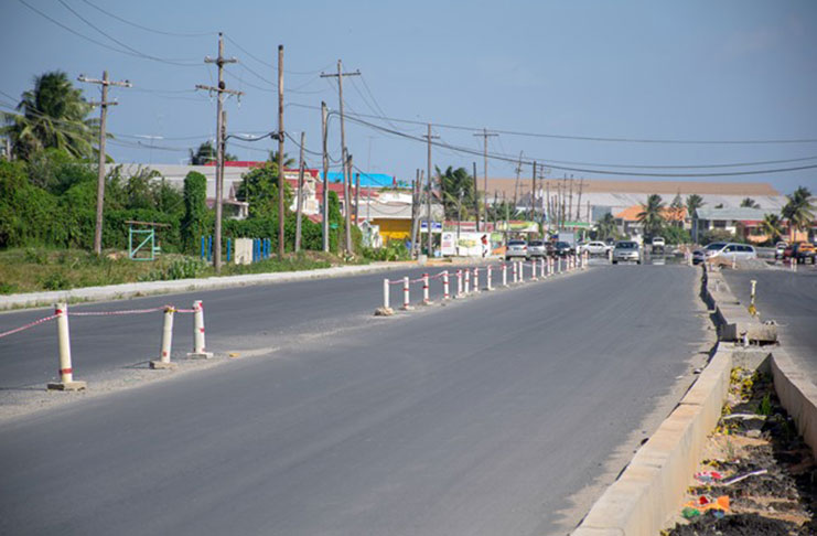 Completed section of the East Coast Demerara road