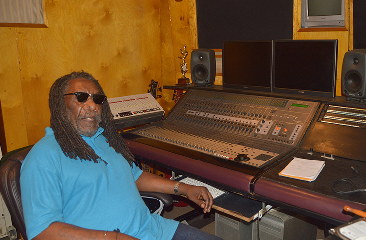 The well-known, owner of Vizion Sounds Recording Studio, Walter Fraser, in his studio.