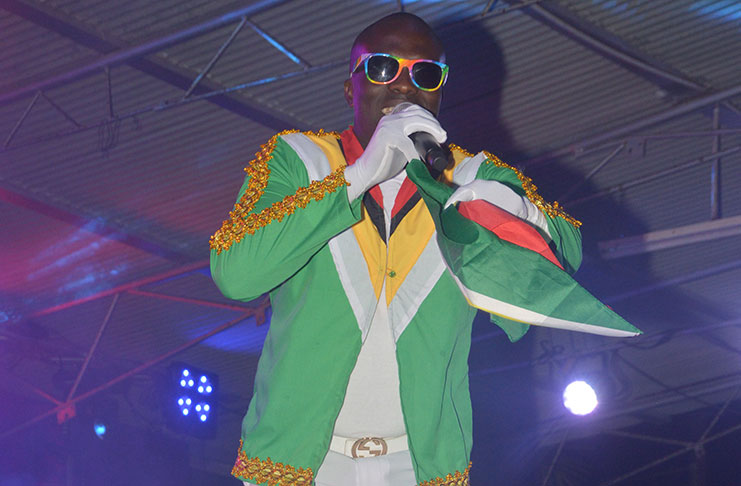 Kenroy “The Mighty Believer” Fraser took his first senior Calypso title Saturday night at the Banks Senior Calypso Monarch competition (Adrian Narine photo)