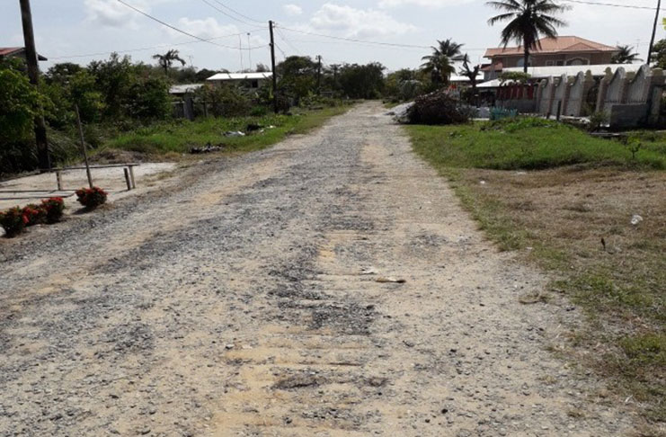 Damage done to a second cross street at West Coast Demerara