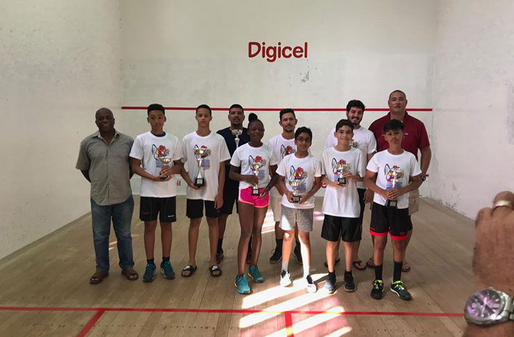 The 2019 winners of the Guyana Squash Association Bounty Farm Limited Handicap squash tournament