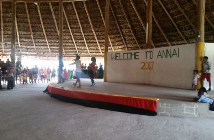 The PPP colours decorating the stage of a children’s concert