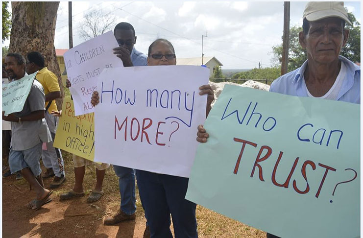 Protesters on the picket line on Tuesday