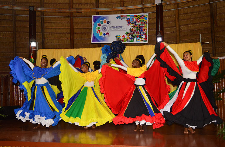 The National Dance Company doing a cultural dance showcasing cohesion among the Commonwealth nations