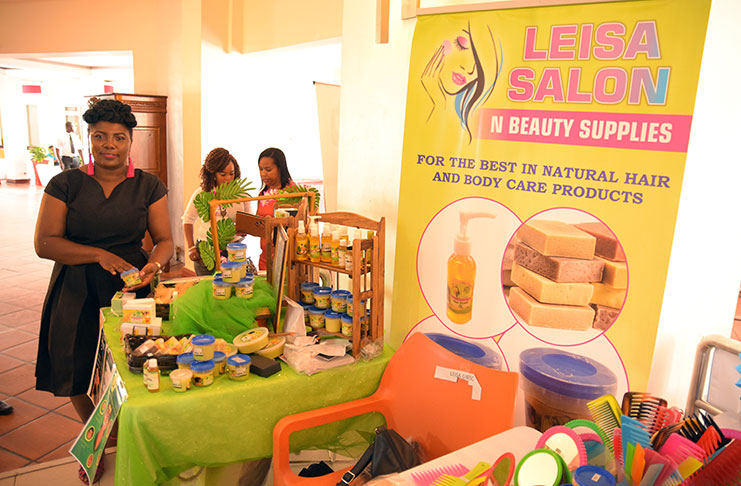 Leisa Gibson showcasing her naturally made hair and body products at Women in Business Expo 2019