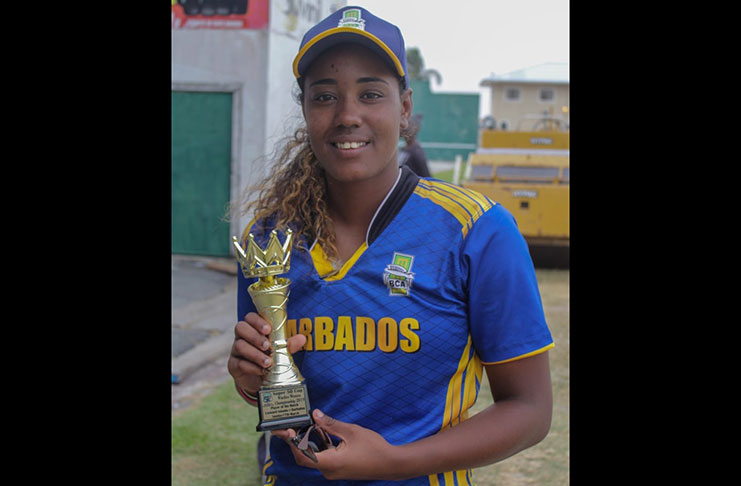 Haley Matthews produced a career-best bowling performance, grabbing 7-27 which landed her the player of the match trophy. (Vishani Ragobeer photo)