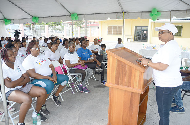 Public Health Minister Volda Lawrence addresses members of the audience at the GPHC Dialysis Centre (Samuel Maughn photo)