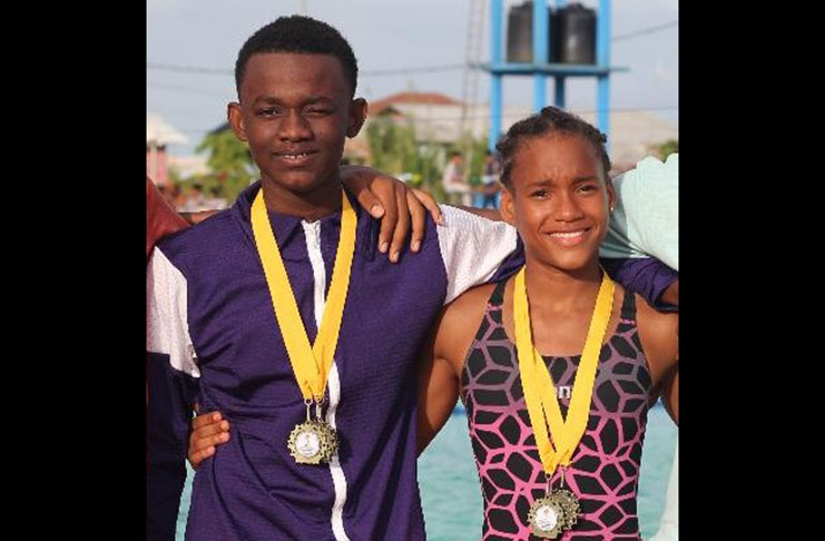 Leon Seaton and Aleka Persaud are two of the six swimmers set to represent Guyana at next month’s Carifta Aquatic Championships.