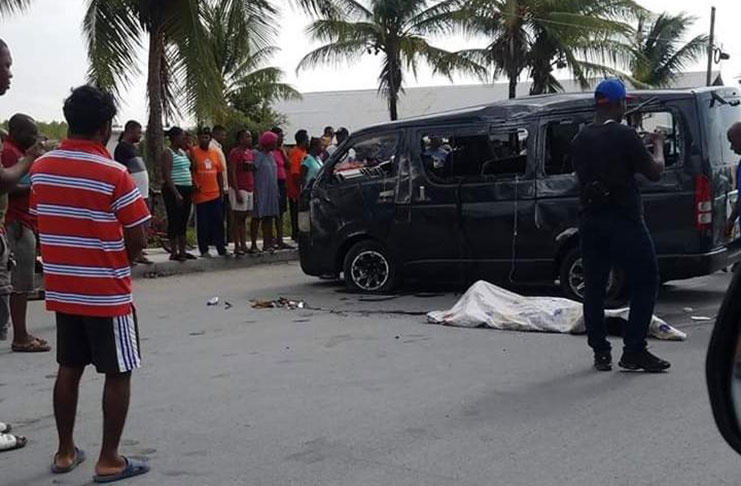 The mangled minibus after the accident