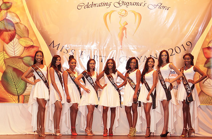 The nine delegates in the Miss Earth Guyana 2019 pageant (Photo by Carl Croker)