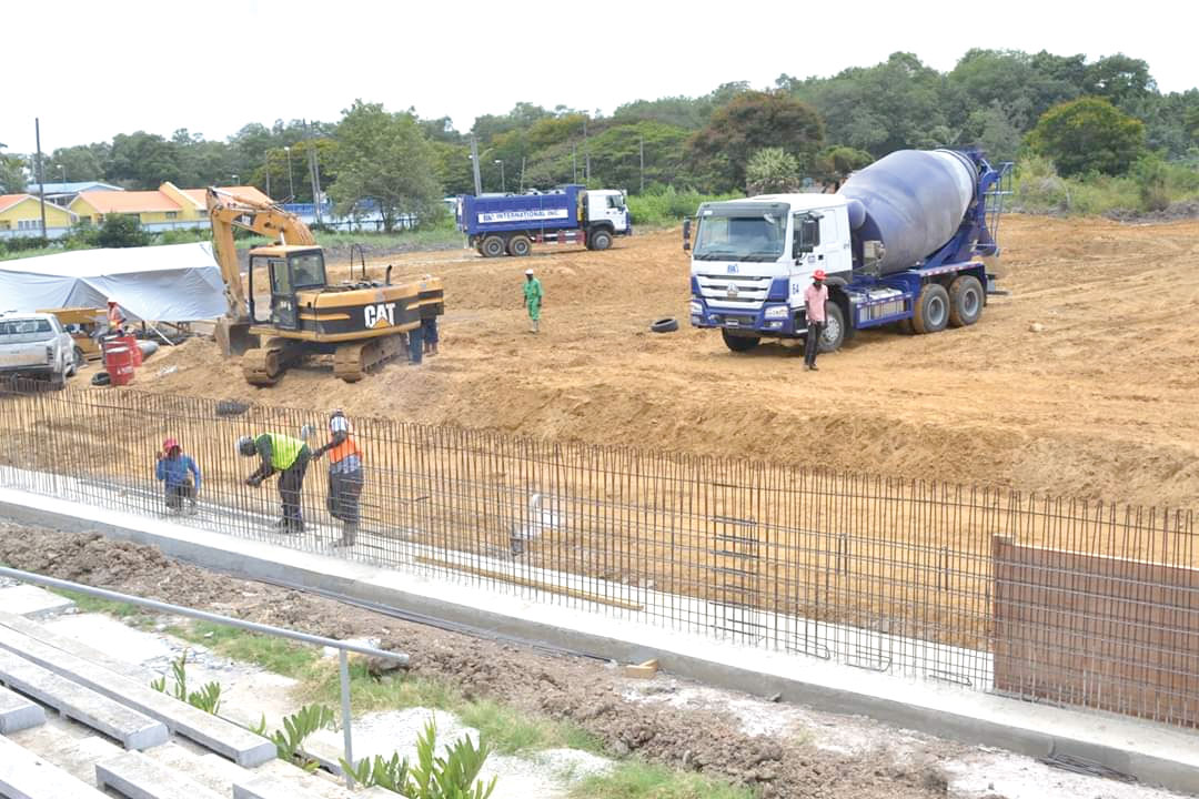Works ongoing for the construction of a synthetic track at the Burnham Park