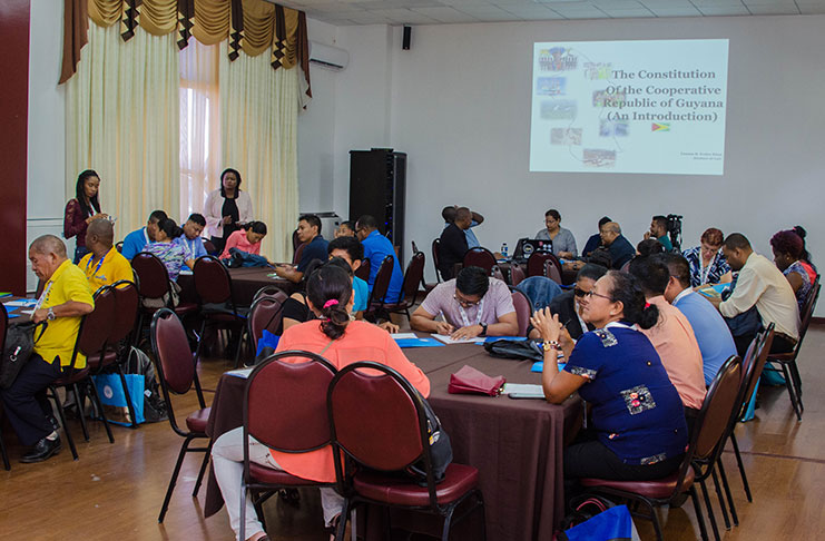 Participants at the Regional Radio Workshop held at the Arthur Chung Conference Centre (ACCC) in Georgetown (DPI photo)