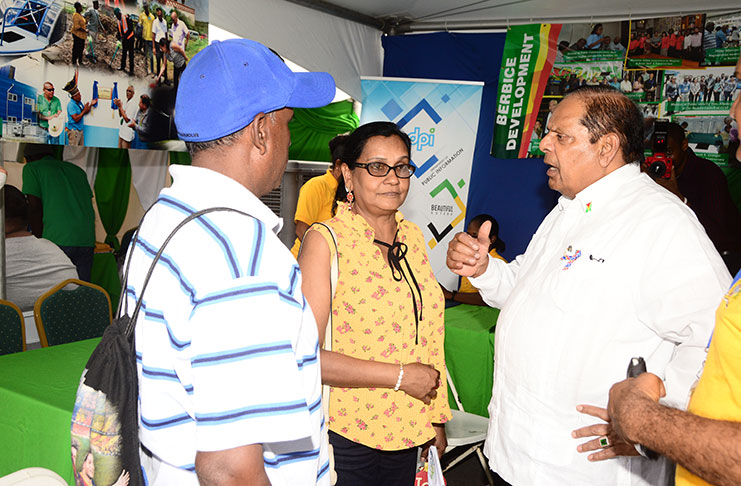 Prime Minister, Moses Nagamootoo interacting with residents of Berbice