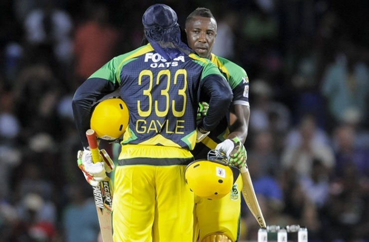 Chris Gayle (left) and Andre Russell