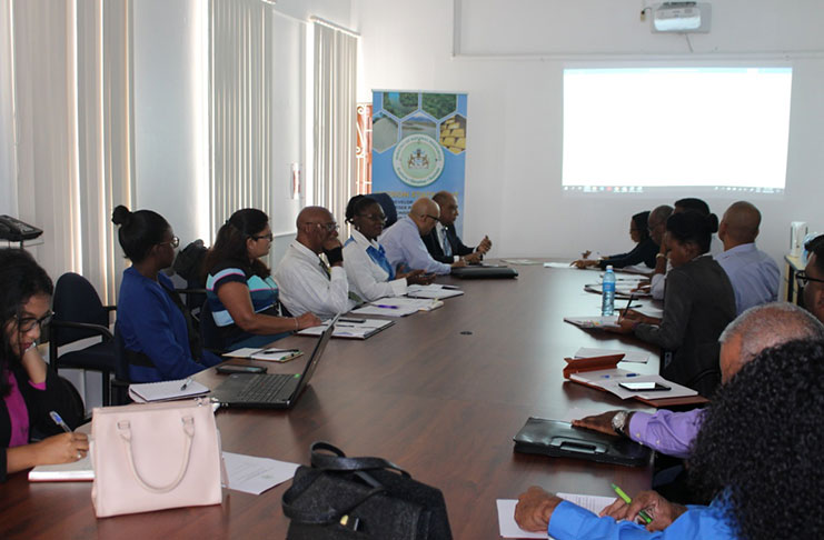 Minister of Natural Resources Raphael Trotman and representatives from the Guyana Gold Board consulting with gold dealers and other stakeholders on the proposed Guyana Gold Board (Amendment) Act