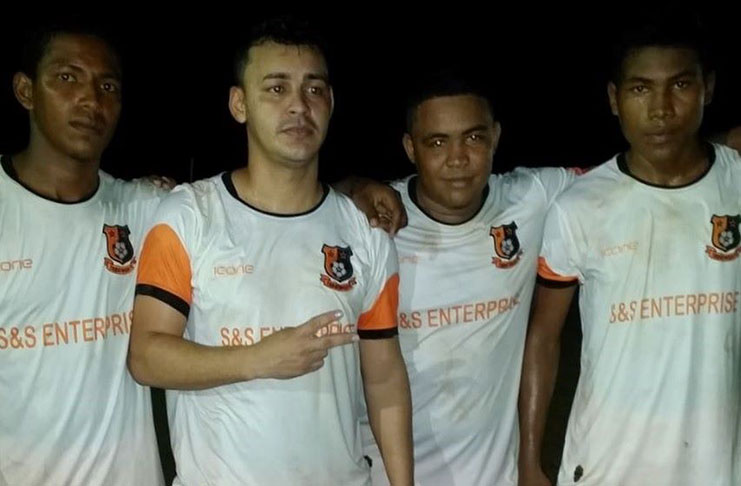 Tabatinga FC players: Joel Nieuenkirk , Nick Adams, Travis Franklin and Stephen McDonald.