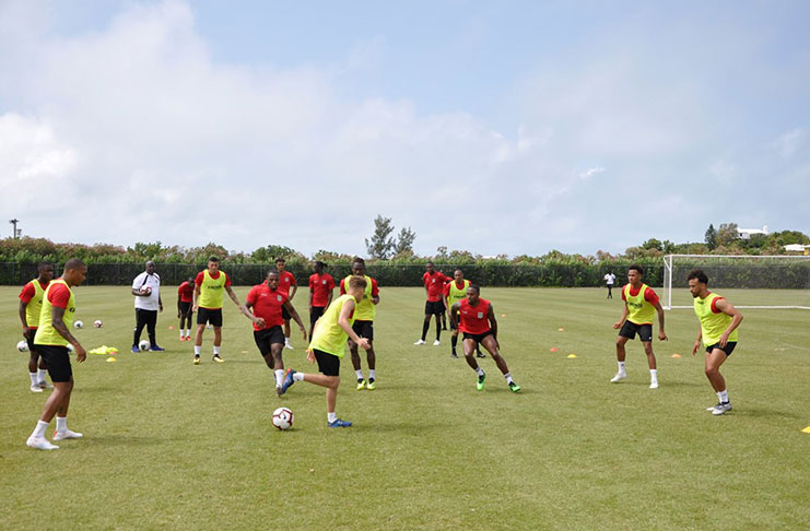 The Golden Jaguars during their first training session in Bermuda on Monday, June 3. (Photo compliments GFF)