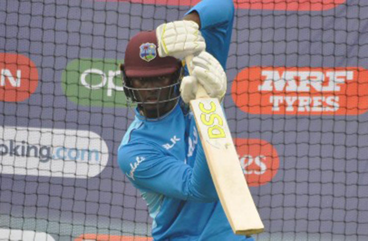 West Indies captain Jason Holder bats during a net session here Monday in preparation for Thursday’s World Cup clash against Australia. (Photo courtesy CWI Media)