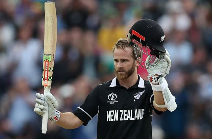 New Zealand captain Kane Williamson celebrates his match-winning century against South Africa. (Tim Goode/PA)