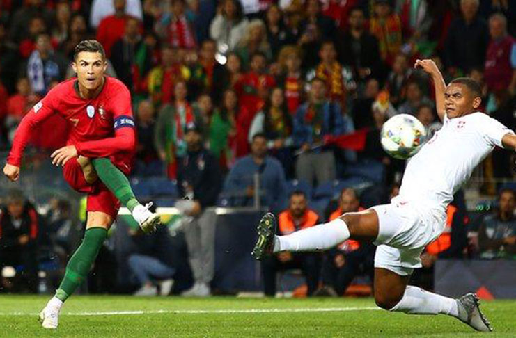 Ronaldo scores with three of his five shots on goal.