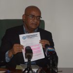 Leader of the Opposition, Bharrat Jagdeo, holding a copy of the consequential orders delivered by the CCJ