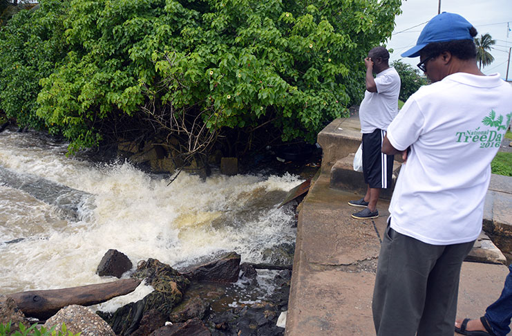 An NDIA officer overseeing the functioning of the drainage pump at Kitty