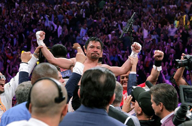 : Manny Pacquiao, 40, became the oldest welterweight champion in history by defeating  Keith Thurman in Las Vegas on Saturday night