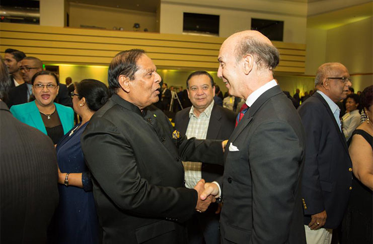 Prime Minister Moses Nagamootoo interacts with business leaders at the conference