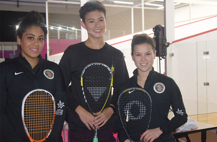 Guyana's squash team from left: Ashley Khalil, Taylor Fernandes and Mary Fung-A-Fat