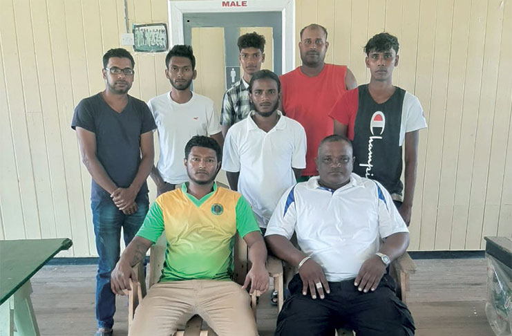 Executives of Whim National Cricket Club: Karran Ramsammy (president) and his deputy Peppy Charran are seated in front.