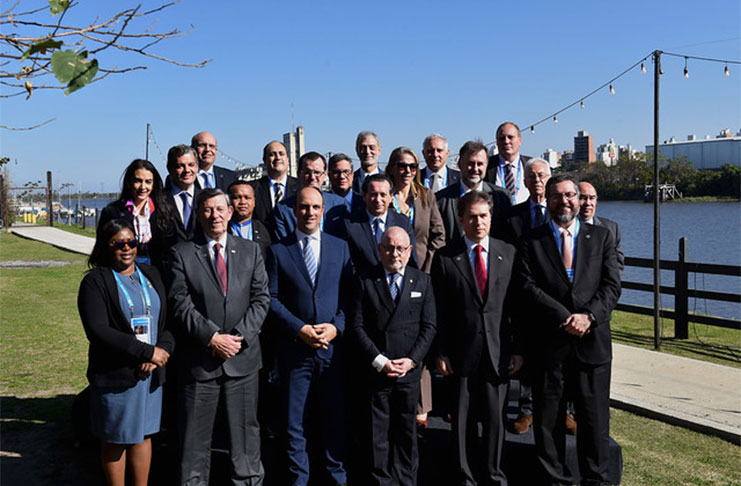 Foreign Affairs Minister of the Co-operative Republic of Guyana, the Honourable Karen Cummings (front row left) with counterparts of MERCOSUR and Associate Member States in Santa Fé