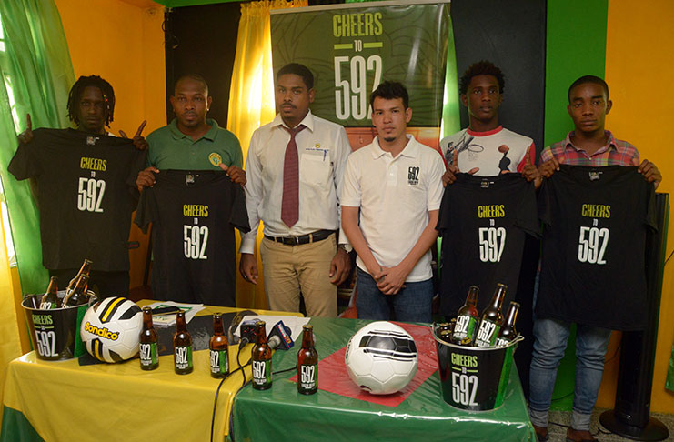 Representatives from some of the participating teams in the ‘592 Street Kings’ tournament at the official launch last week. (Adrian Narine photo)