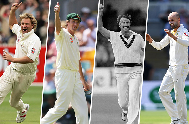 The 350 Club (from left): Warne, McGrath, Lillee and Lyon (Getty)
