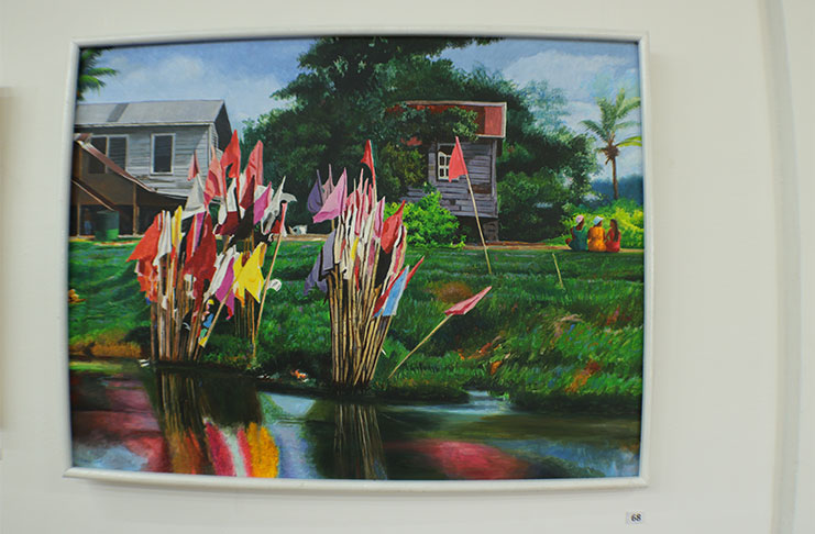 Painting by Angold Thompson entitled Flag-Dam