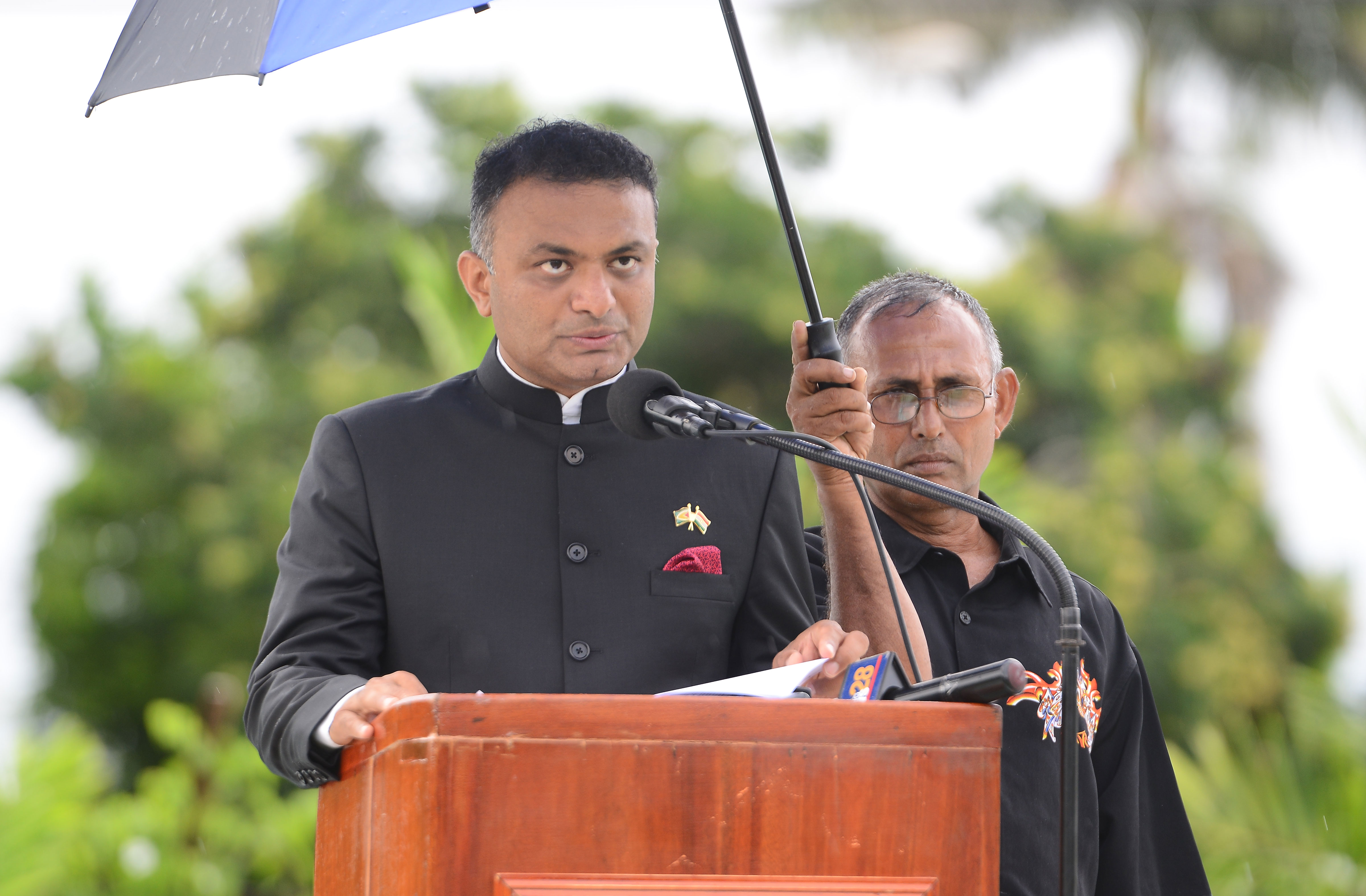 High Commissioner to Guyana, Dr. K. J. Srinivasa during his address (Samuel Maughn photo)
