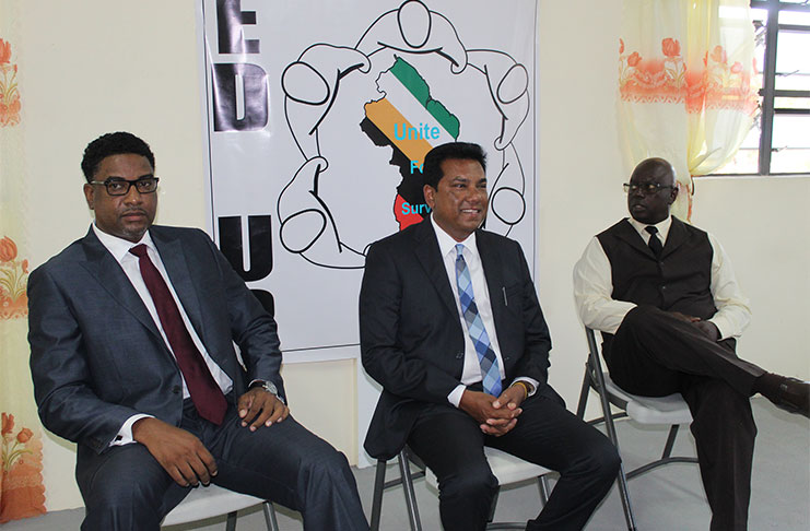 Members of the Federal United Party (FED-UP). From left are Ryan Crawford, Chandra Sohan and Horatio Edmonson