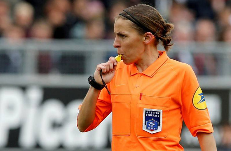 Referee Stephanie Frappart during the match, Amiens SC v RC Strasbourg at Stade de la Licorne, Amiens, France. (REUTERS/Pascal Rossignol)