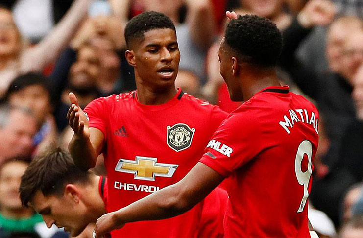 Old Trafford, Manchester, Britain - Manchester United's Marcus Rashford celebrates scoring their third goal with Anthony Martia Action Images via Reuters/Jason Cairnduff