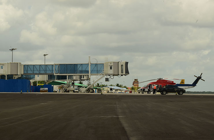 The passenger boarding bridges at the CJIA