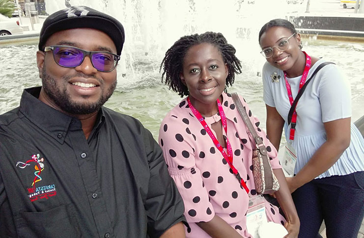 The film and animation crew at CARIFESTA XIV: Phillip Williams, Mosa Telford and Sadé Barrow Browne