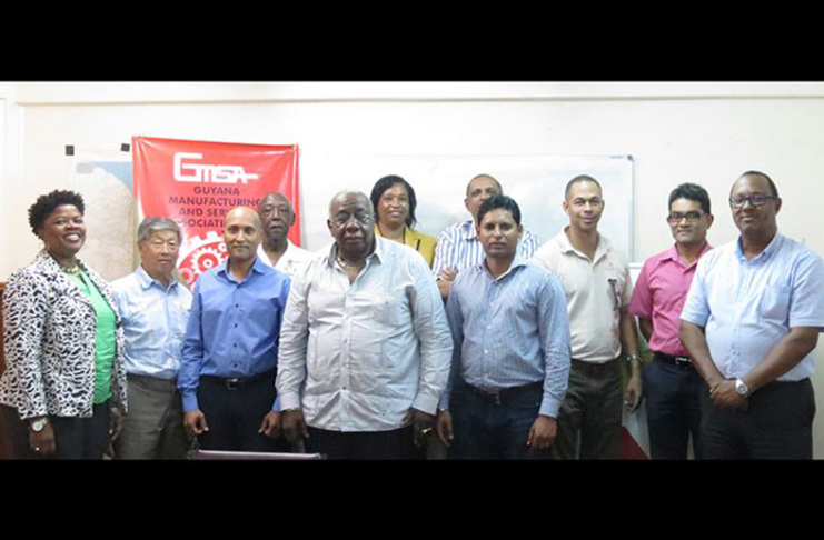 Some of the Executives of the Guyana Manufacturing and Services Association (GMSA) (Stabroek News photo)