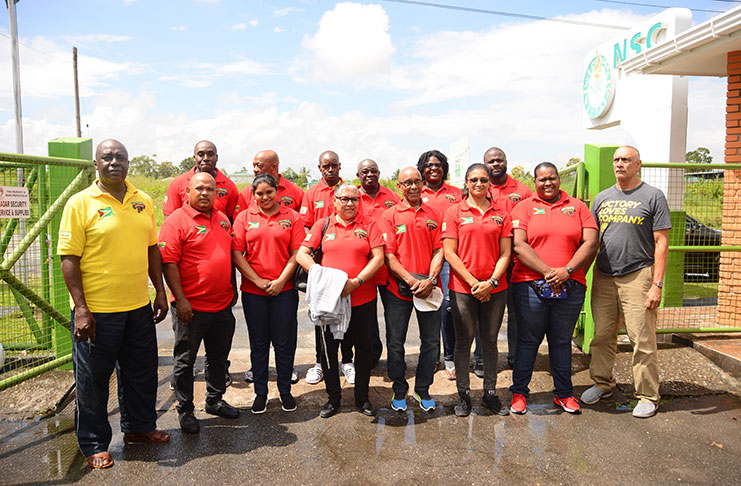 GAPLF president Ed Caesar (first from left) and Committee Member David Gomes (first from right) with the athletes and officials prior to departure to Uruguay. (Samuel Maughn photo)