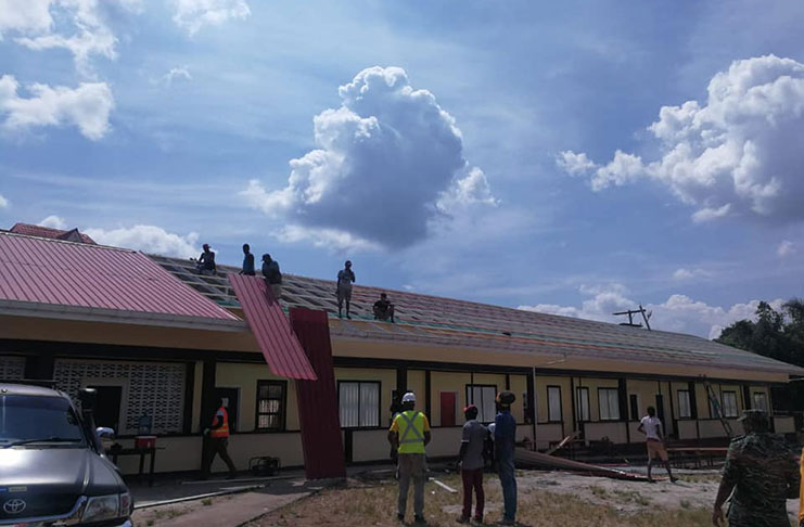 Repairs being undertaken to the Mahdia Primary School (CDC photo)