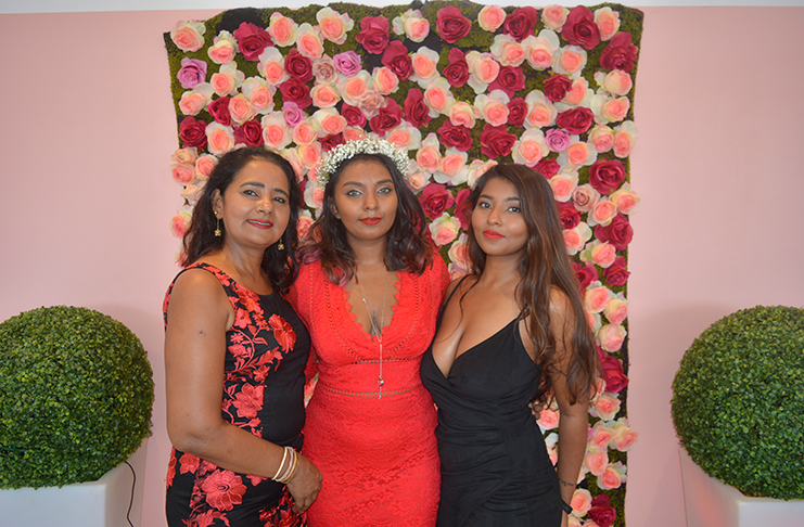 (From left): Proprietor of Nesha’s Flowerland-- Nesha Deonauth, and daughters Samaria Deonauth and Pritti Deonauth