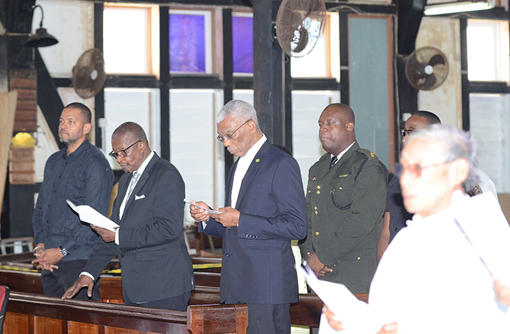 President David Granger and Speaker of the National Assembly, Dr Barton Scotland joined celebrants at the St George’s Cathedral on Saturday for the installation service