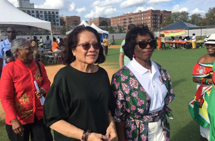 First Lady Sandra Granger and Guyana's Consul General to New York Barbara Atherly, at the GCA Family Fun Day. (Photo by Francis Q. Farrier)