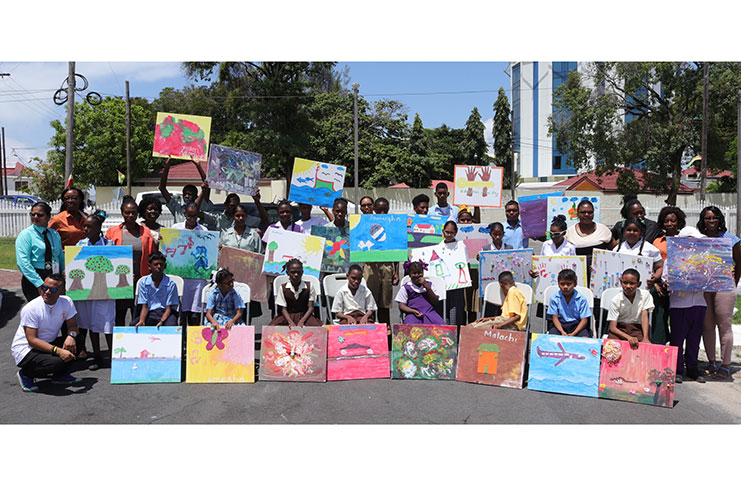 The differently-abled students displaying their paintings